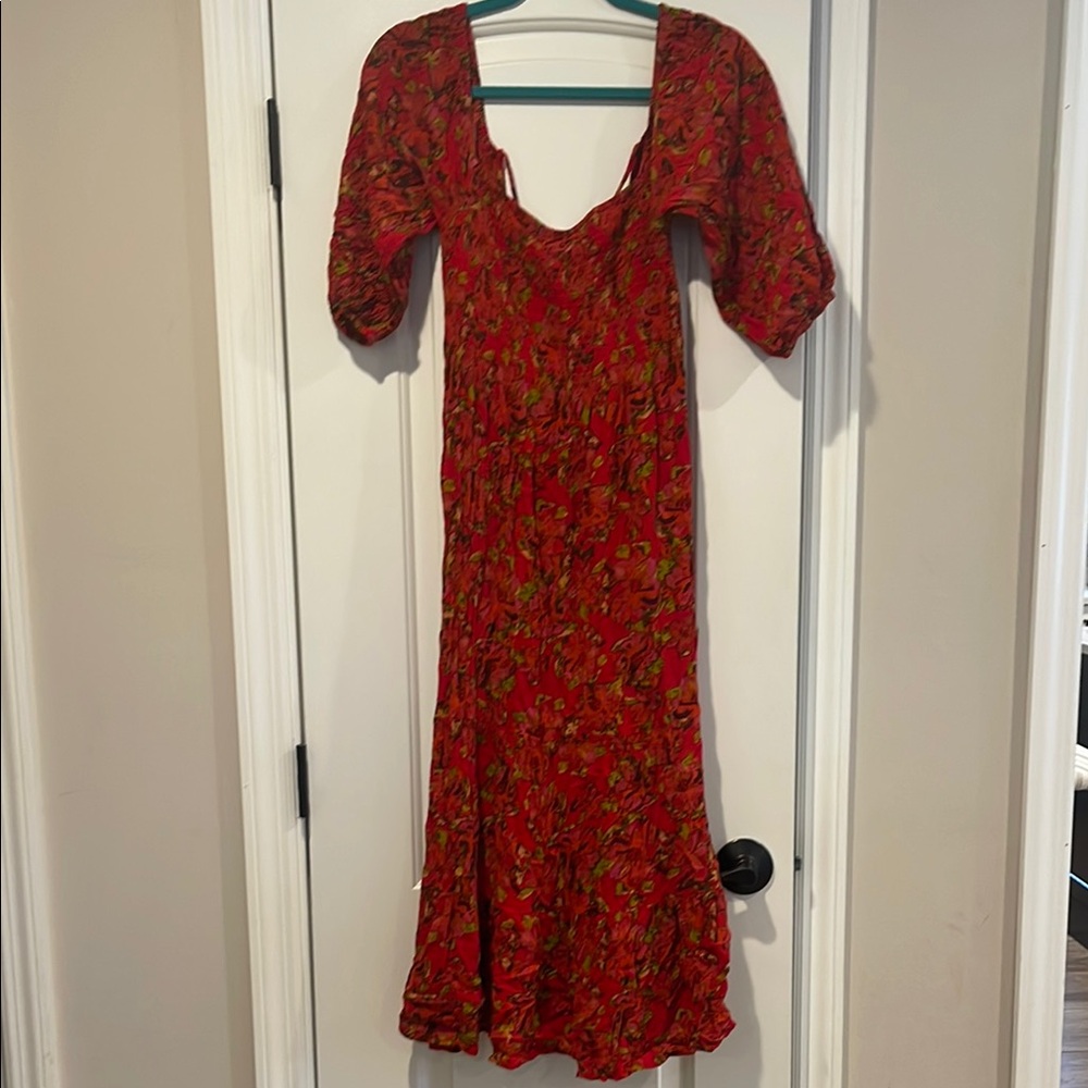 Urban Outfitters Lottie Red Bloom maxi dress